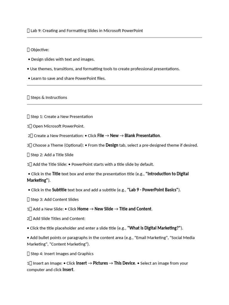 PowerPoint Slide Creation Guide | PDF | Microsoft Power Point ...