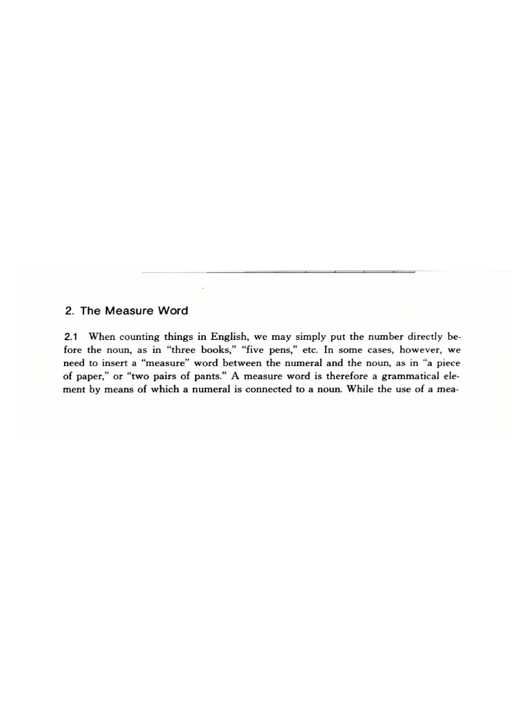 Measure Words 量词 | PDF
