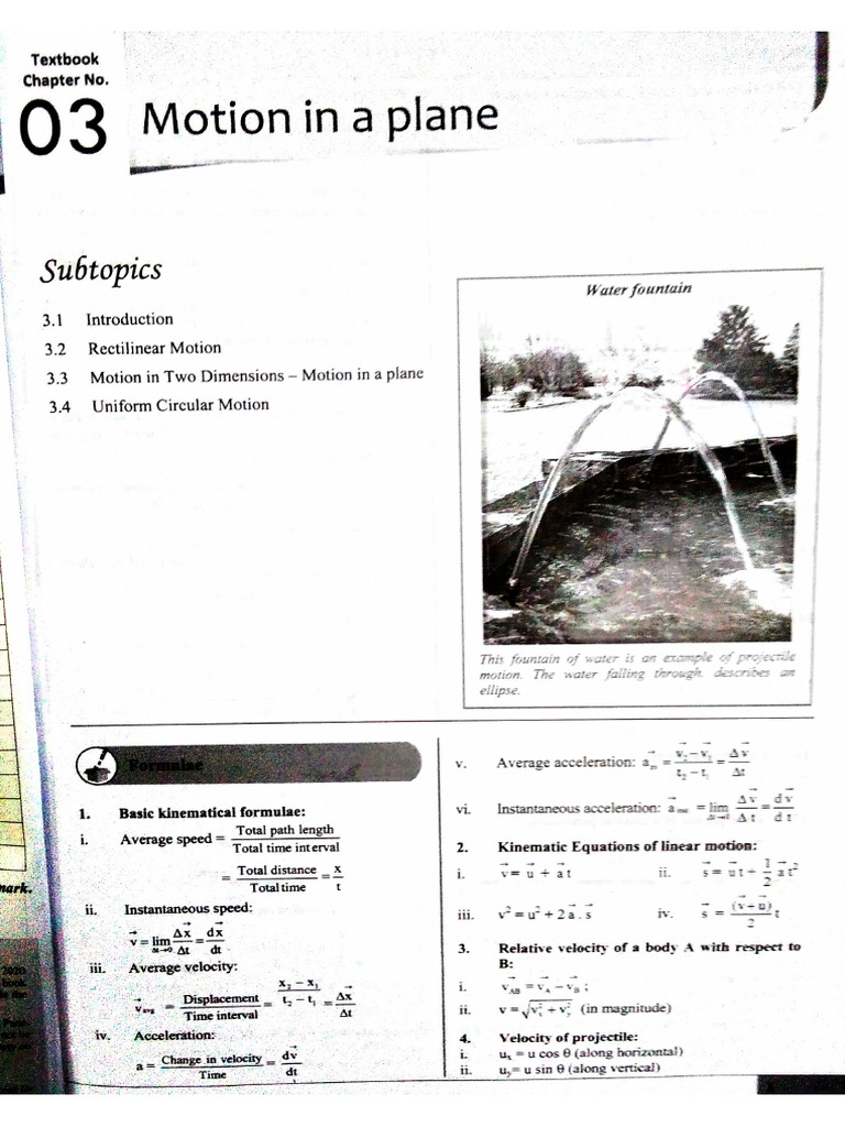 Phy 11 TH MHT CET Chap 3 Motion in A Plane | PDF