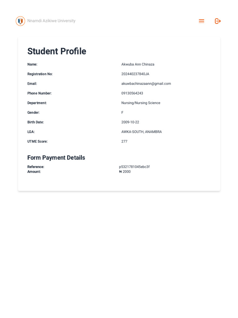 Student Profile for Nursing Program | PDF
