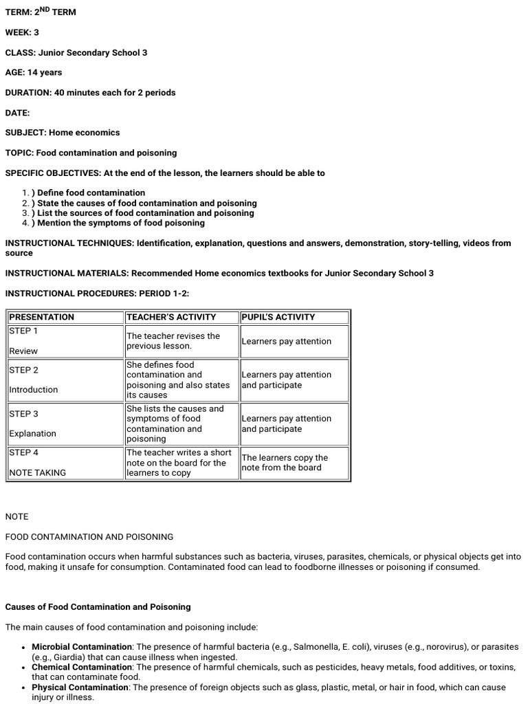 Food Contamination & Poisoning Guide | PDF | Foodborne Illness | Foods