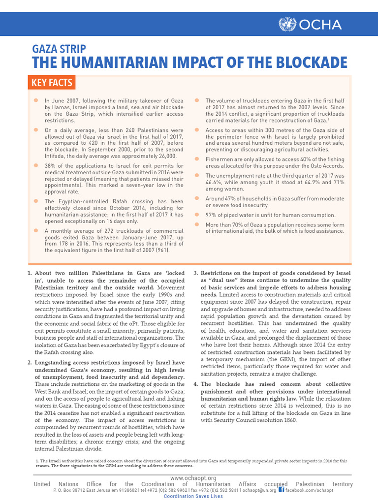 Gaza Blockade: Humanitarian Impact Analysis | PDF | Blockade Of The ...