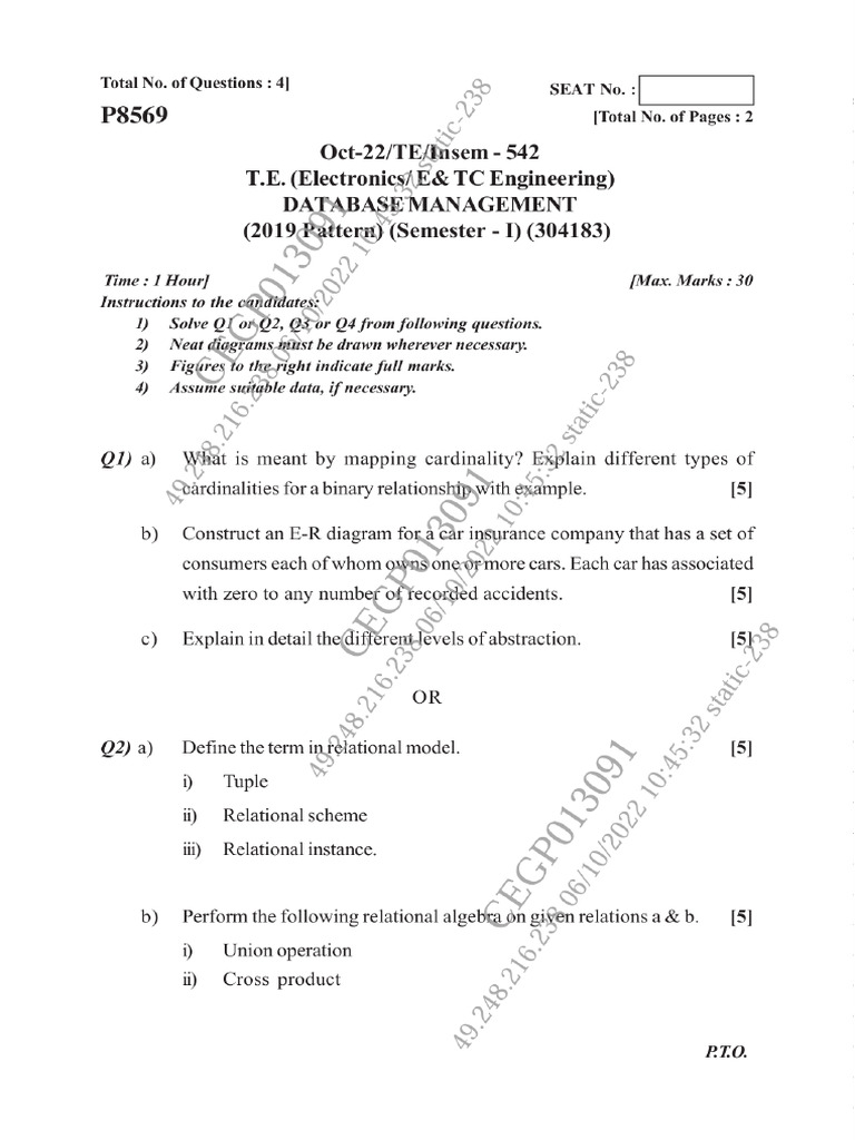 Database Management Official Paper Solution | PDF | Relational Model ...
