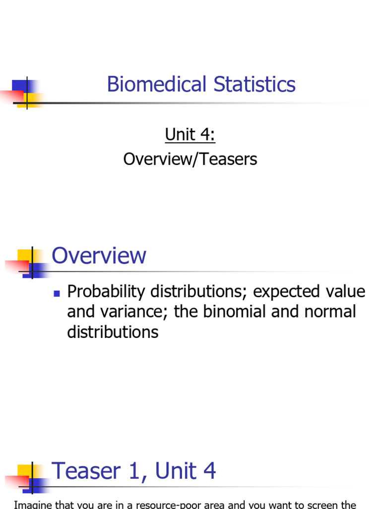 Biomedical Statistics: Probability Distributions | PDF | Variance ...