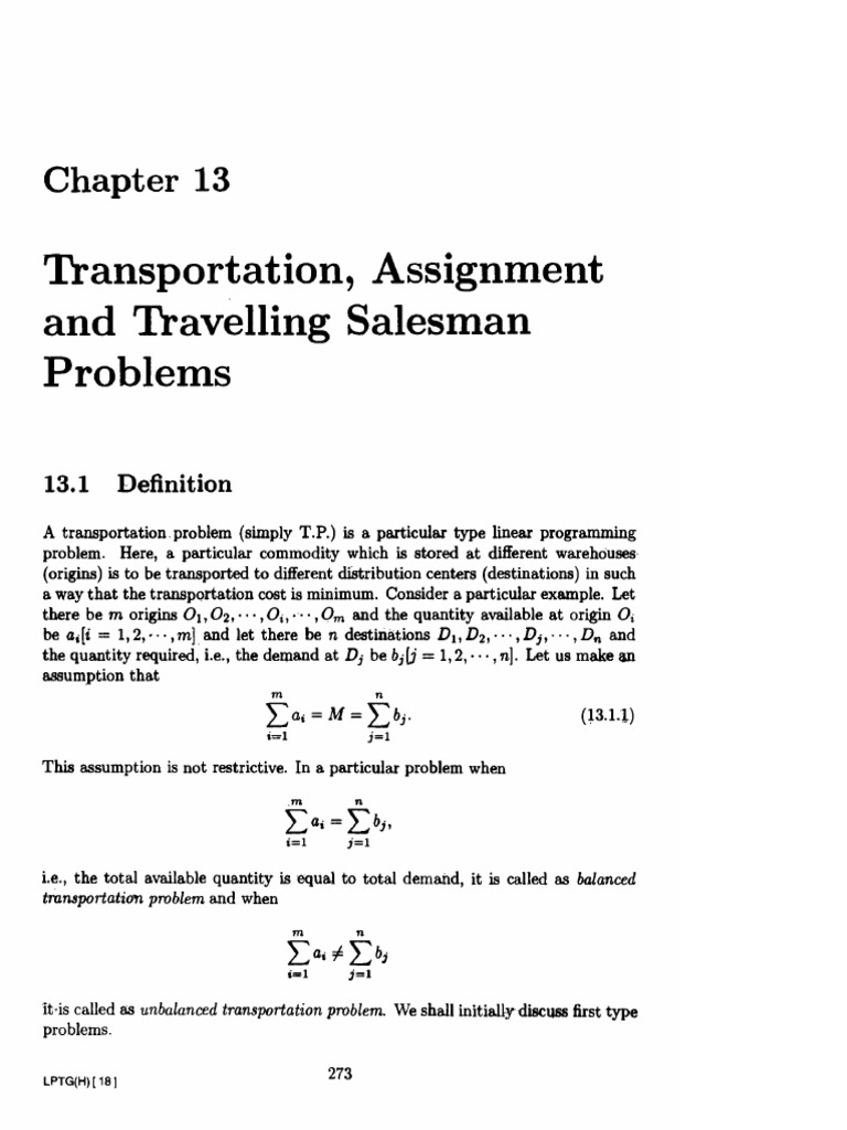 Transportation Problems | PDF