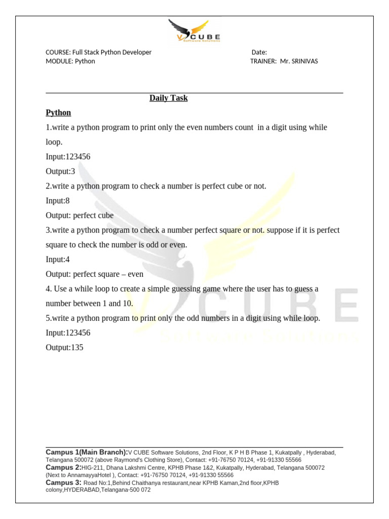 Python Programming Daily Tasks | PDF