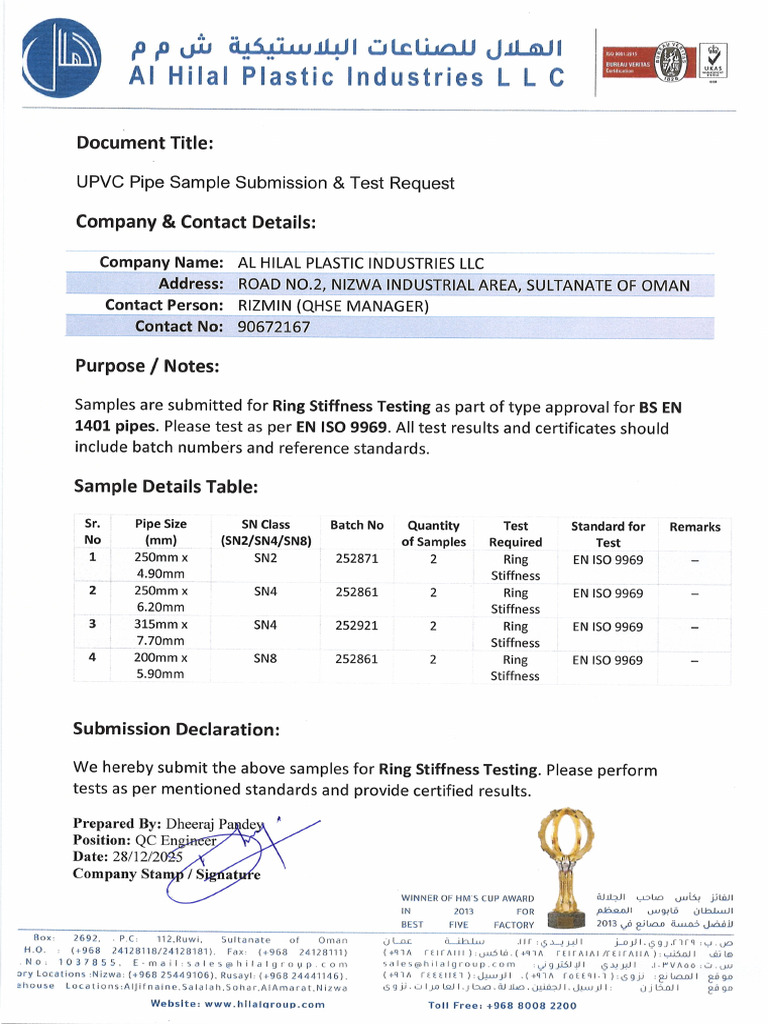 Ring Stiffness Test | PDF