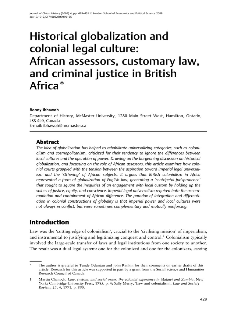 African Assessors in Colonial Justice | PDF | Trials | Court Of Appeal ...