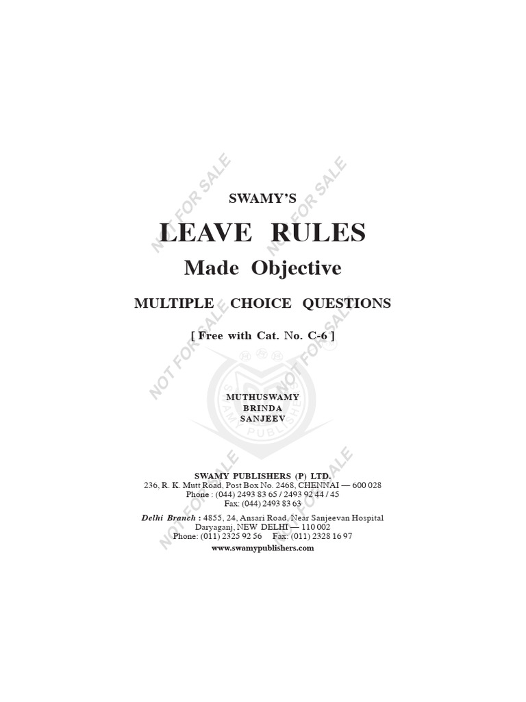 CCS Leave Rules MCQ Question Bank | PDF