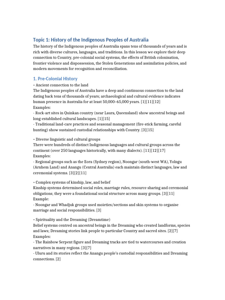 Topic 1 History of The Indigenous Peoples of Australia 2 | PDF ...