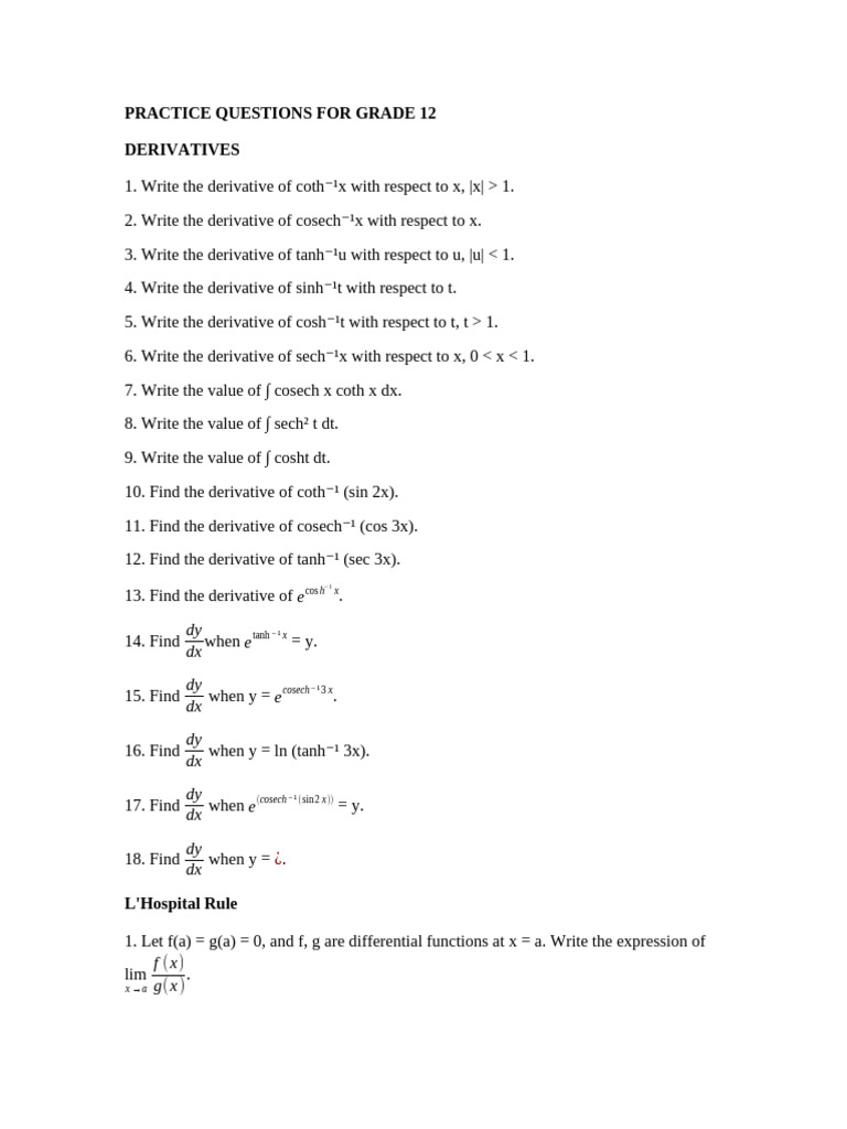 Derivatives and Limits QuestionsSantosh Sir1 | PDF | Chess Theory ...