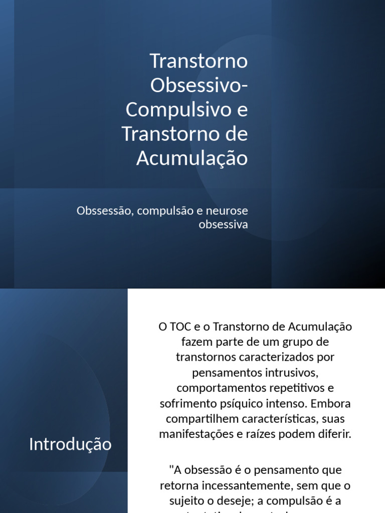 TOC Transtorno Acumulacao Aula | PDF | Transtorno obsessivo compulsivo ...