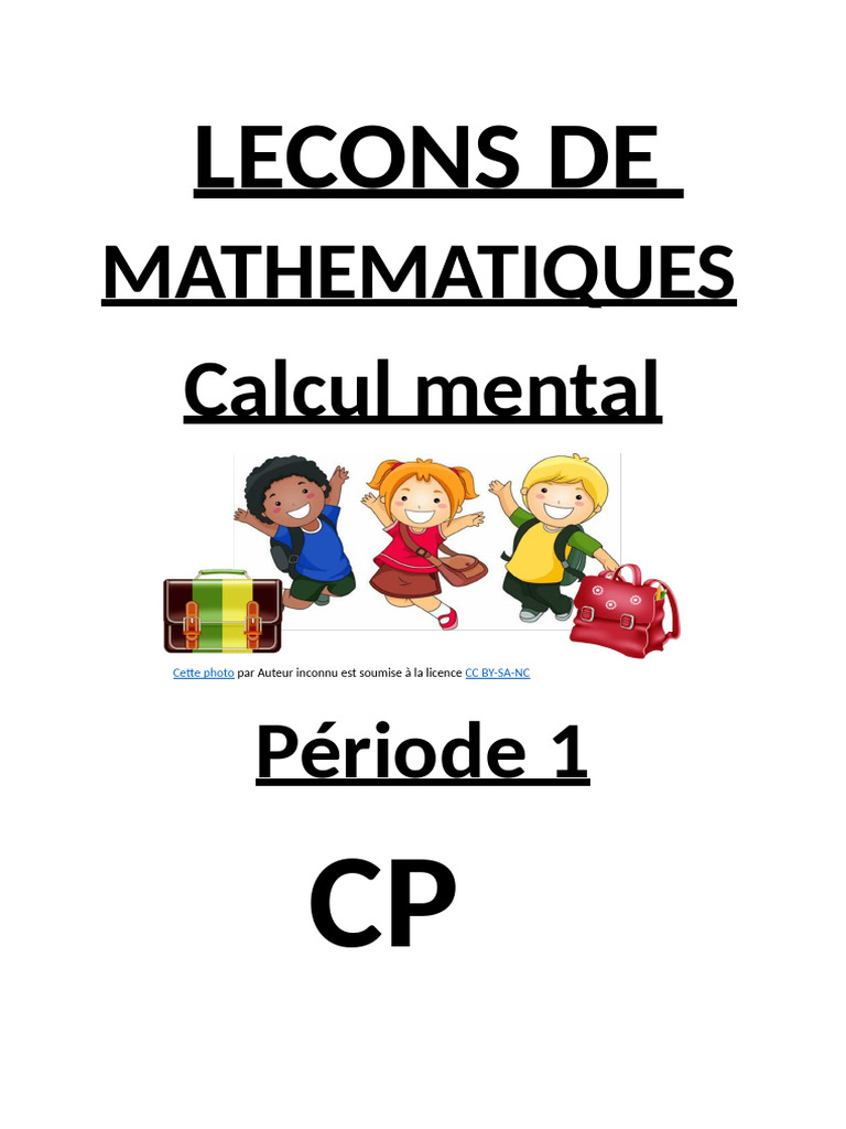 Leçons de calcul mental pour CP | PDF