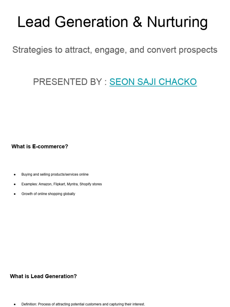 Lead Generation and Nurturing Strategies | PDF | Marketing | Sales