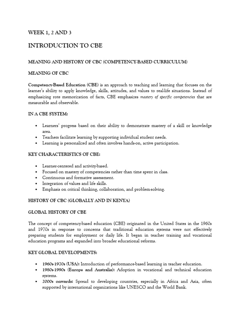 Week1 2 3 Introduction To Cbe | PDF | Learning | Educational Assessment