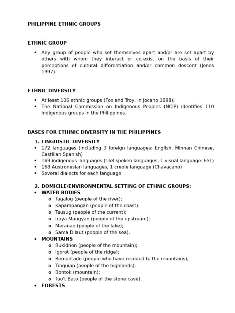 Philippine Ethnic Groups Overview | PDF | Mindanao | Philippines