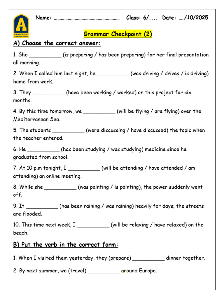 Grammar Checkpoint Exercises for Class 6 | PDF | Chess | Chess Theory