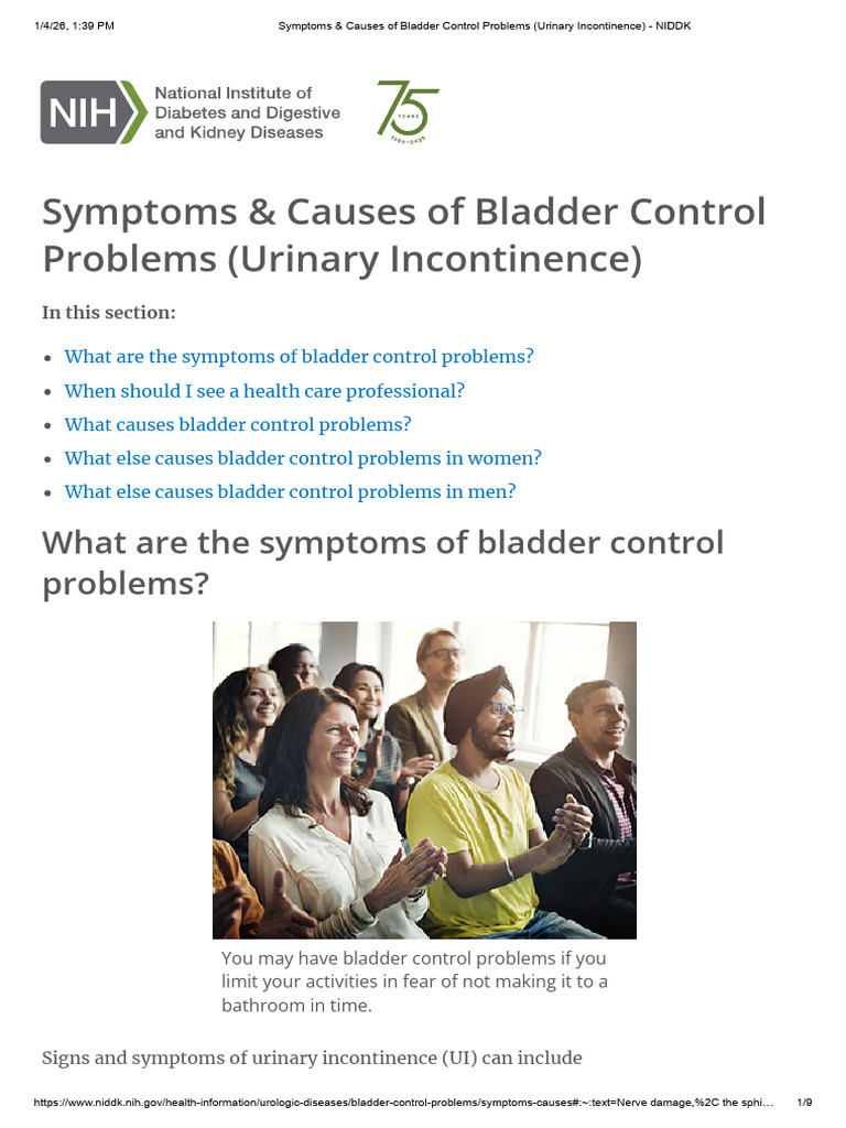 Bladder Control Problems: Symptoms & Causes | PDF | Urinary ...