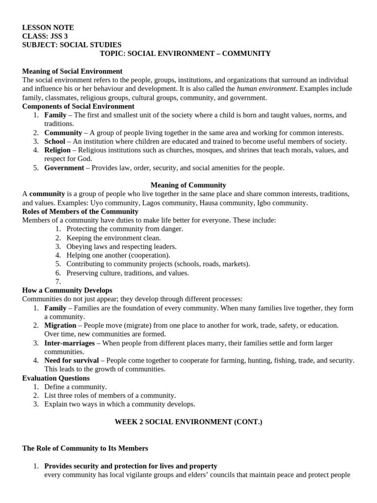 Understanding Social Environment & Community | PDF | Socialization ...