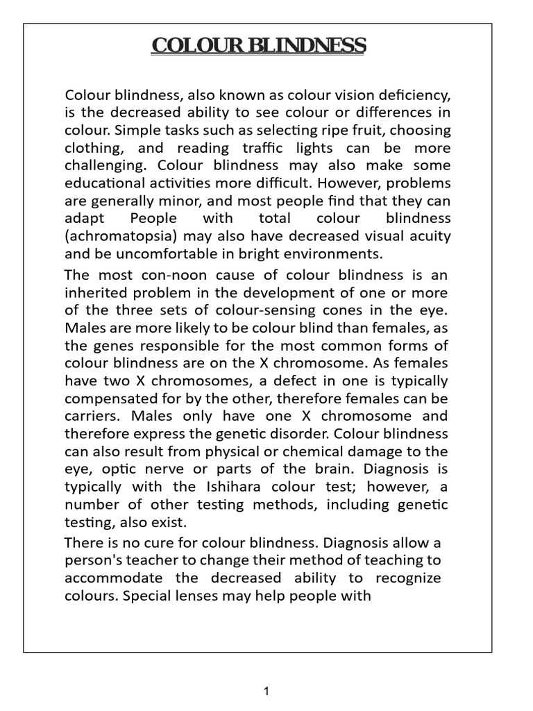 Understanding Colour Blindness Causes | PDF | Color | Vision
