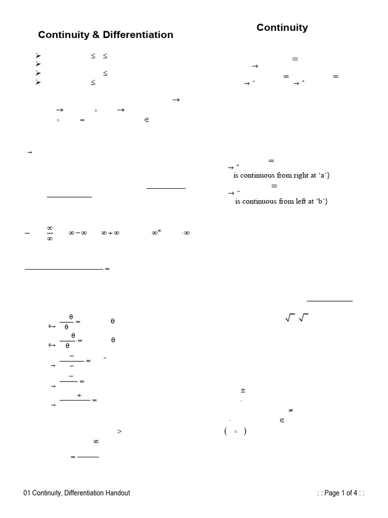 Continuity and Differentiation Concepts | PDF | Logarithm | Derivative