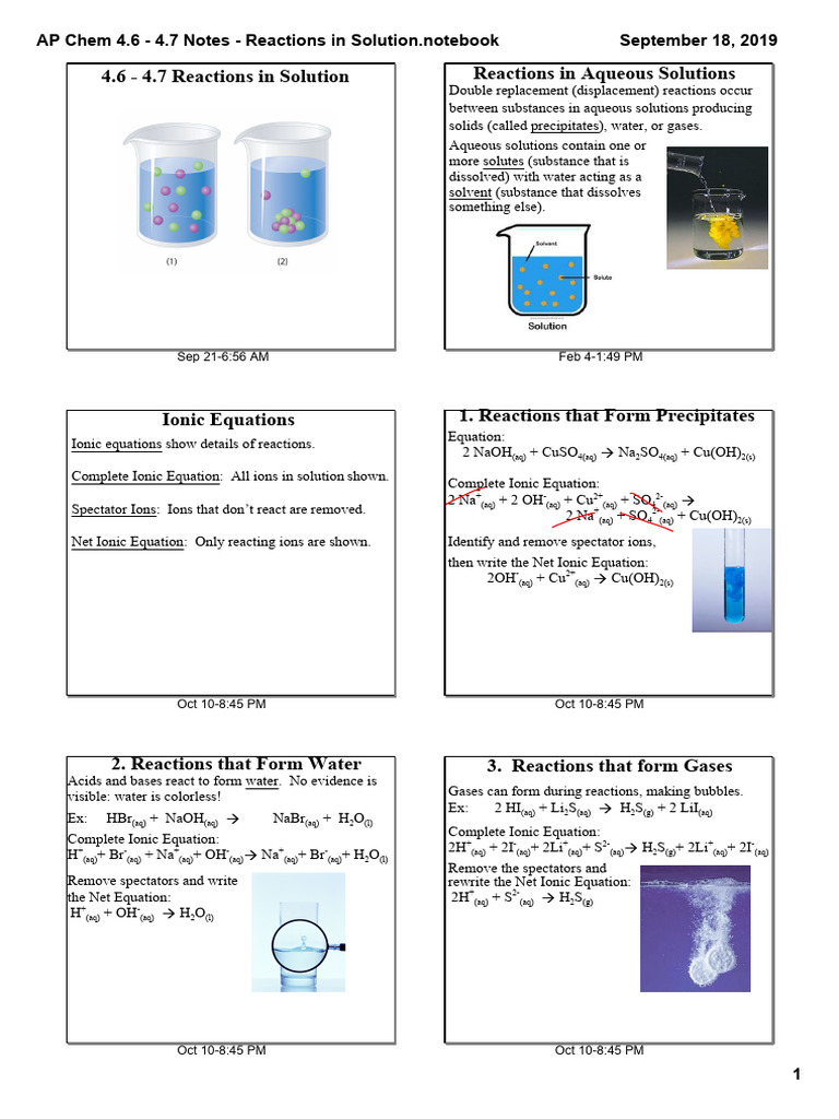 Aqueous Reactions and Ionic Equations | PDF | Stoichiometry | Chemical ...