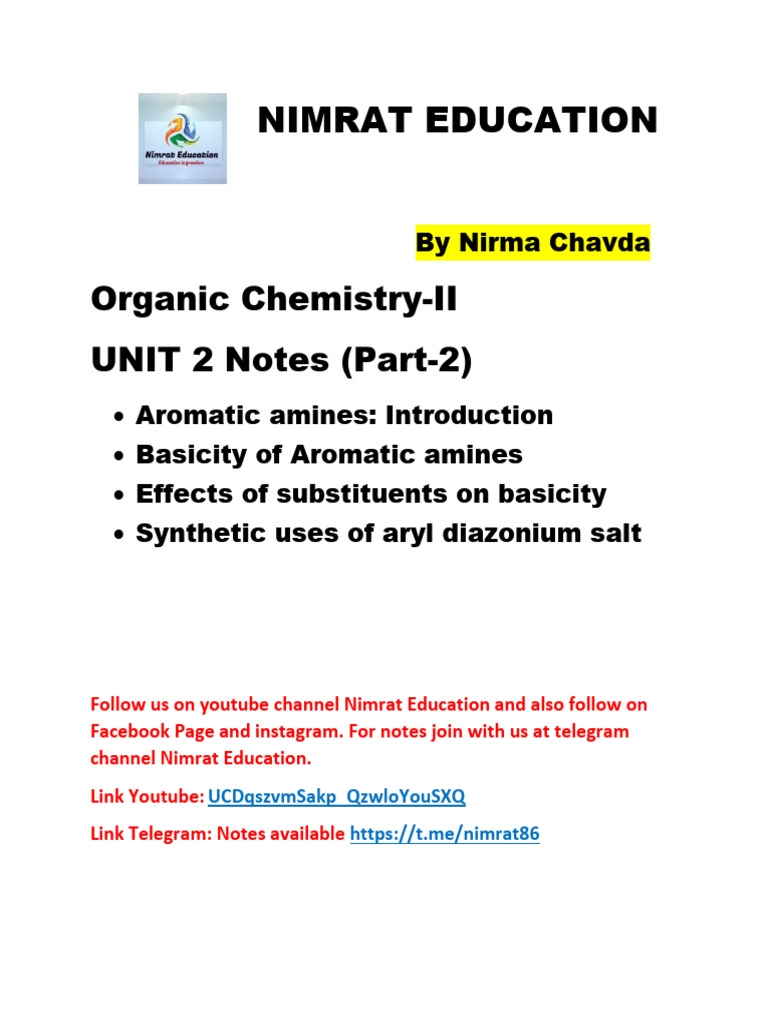 Aromatic Amines and Aryl Diazonium Salts | PDF | Amine | Hydrogen Compounds