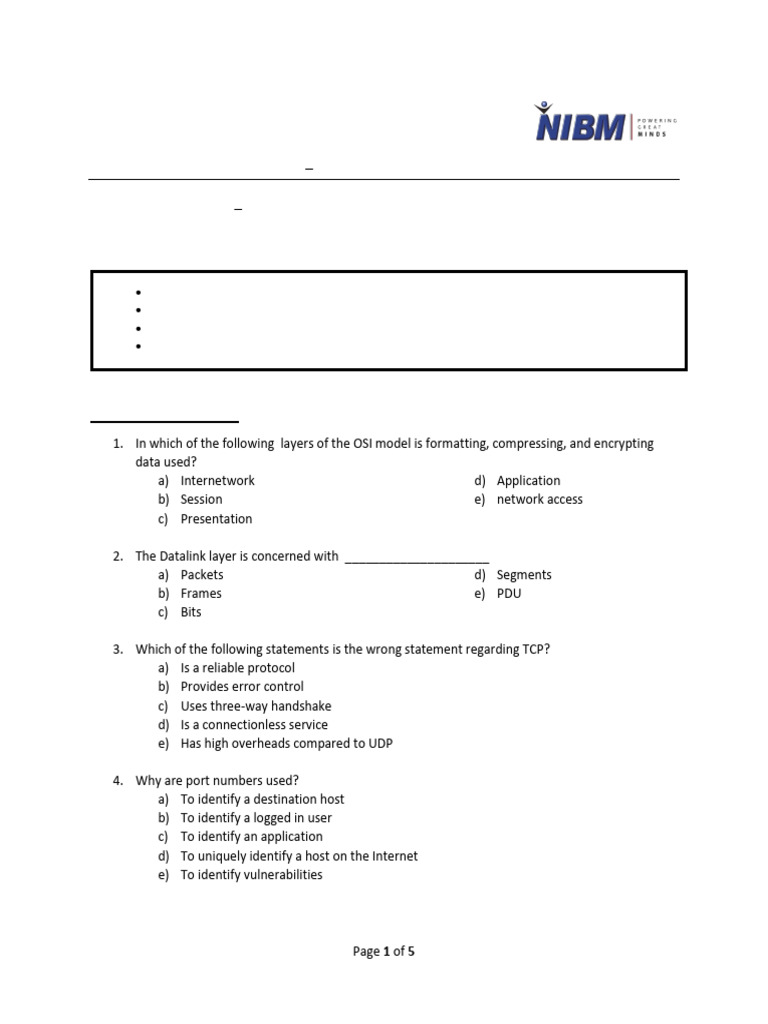 Computer Networks Exam Guide 2023 | PDF | Computer Network | Internet ...