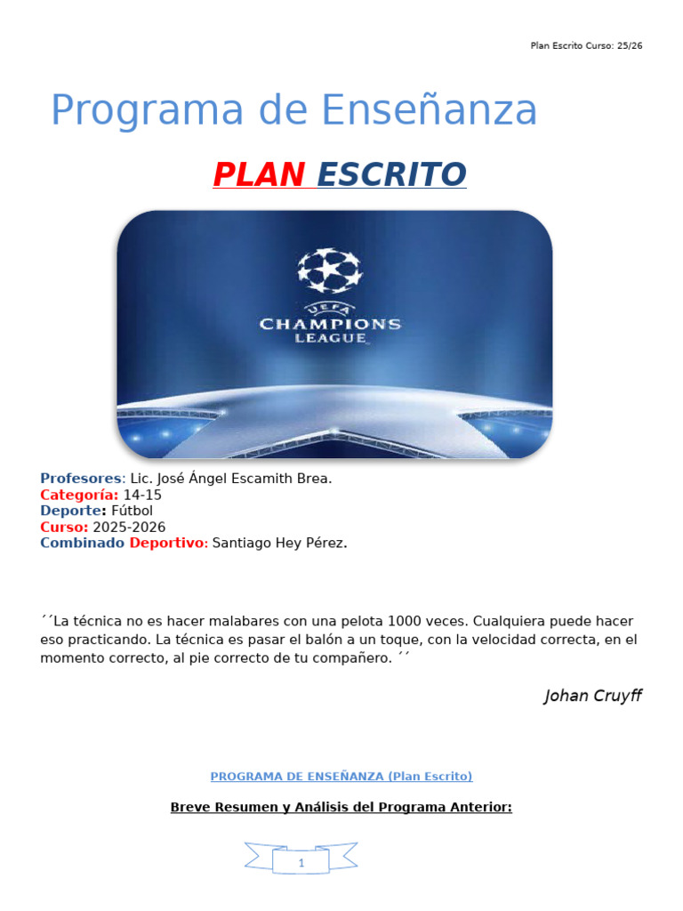 Plan de Entrenamiento Fútbol 2025-2026 | PDF | Cuba | Che Guevara