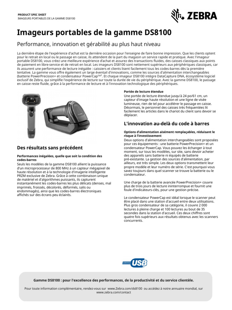 Imageurs portables DS8100 : performance et innovation | PDF | Code ...