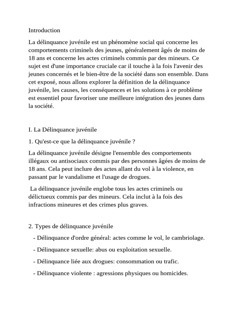Comprendre la délinquance juvénile | PDF | Crimes | Crime et violence