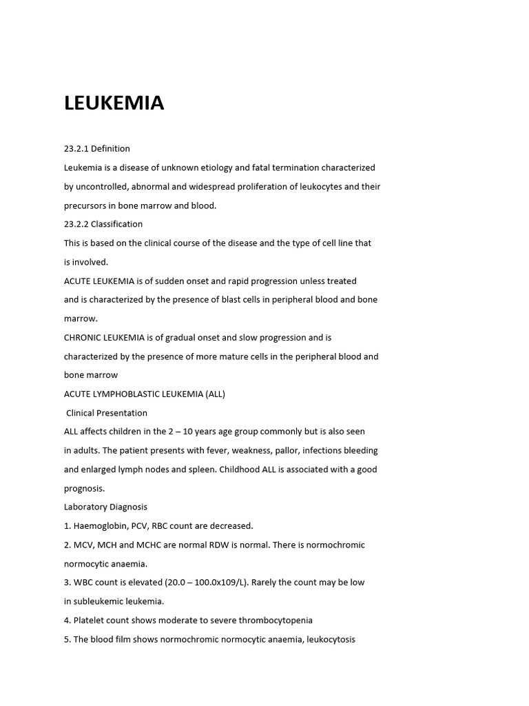 Leukemia | PDF | Leukemia | White Blood Cell