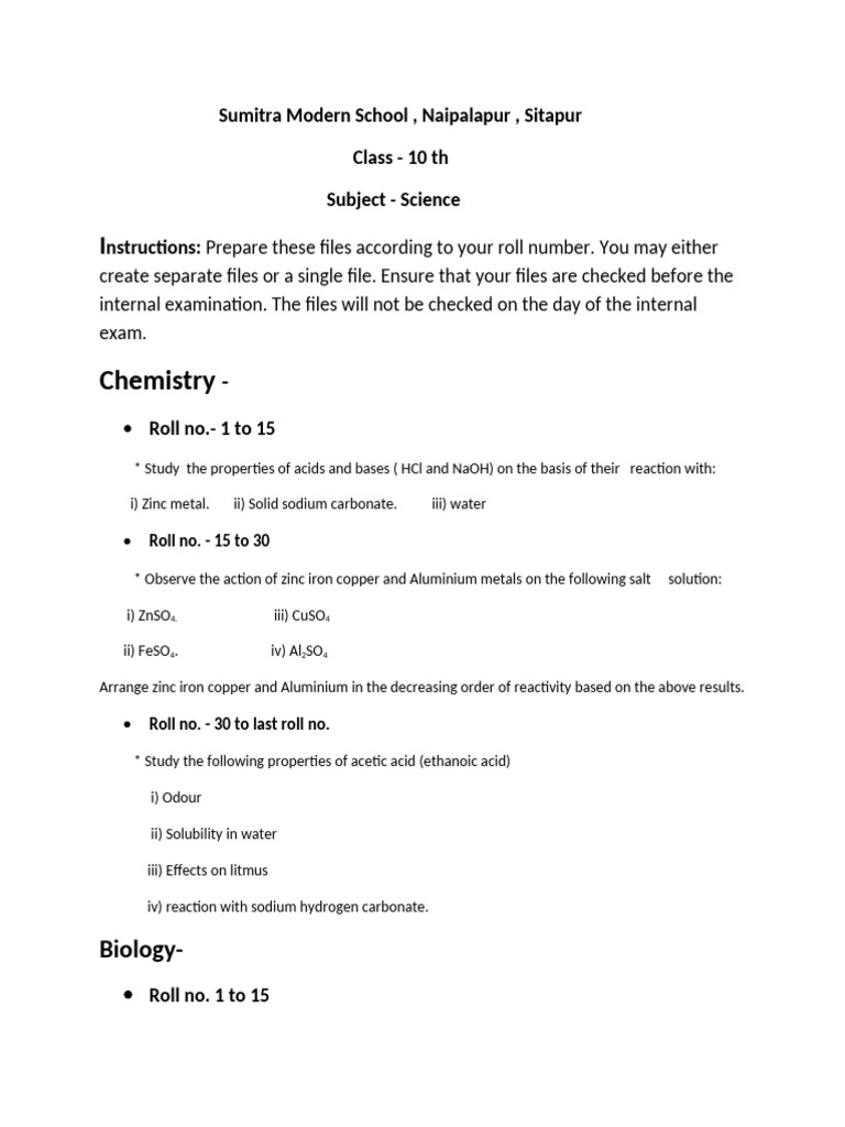 Class 10 Science Project Guidelines | PDF