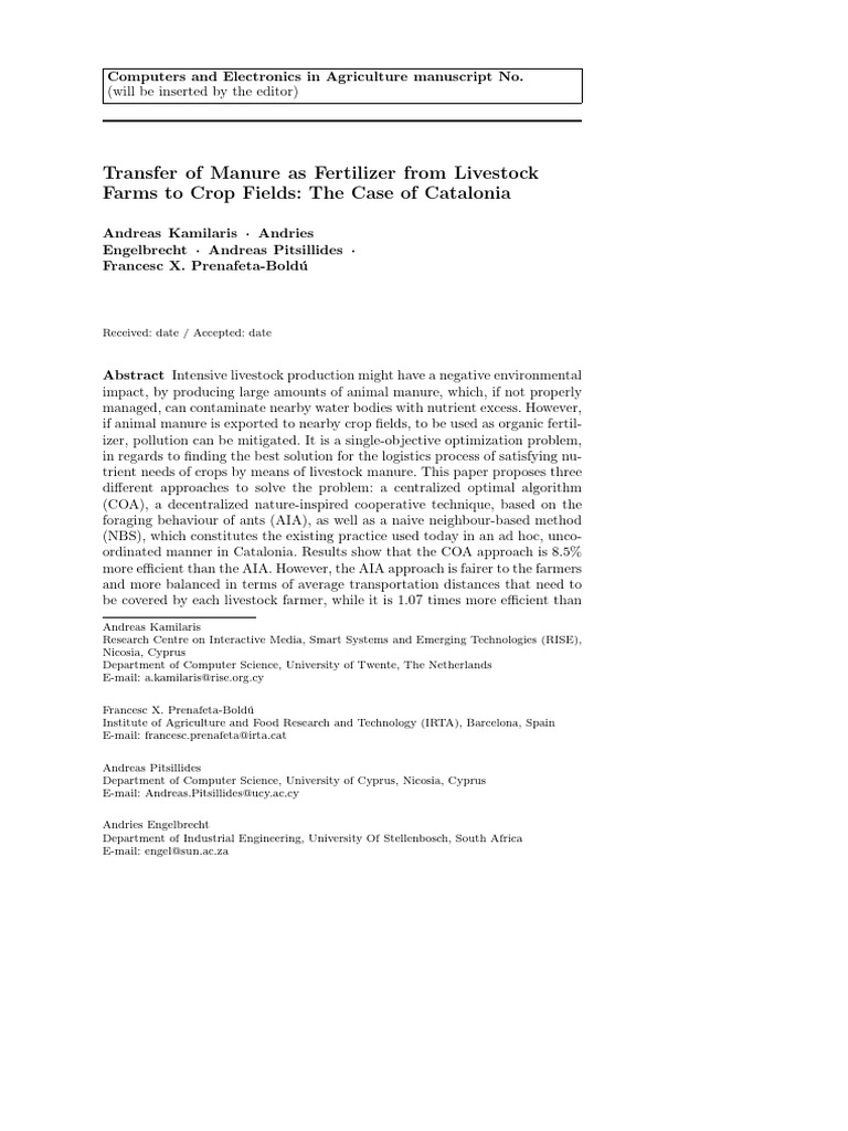 COMPAG Kamilaris Animal Manure Fertilizer | PDF | Agriculture | Manure