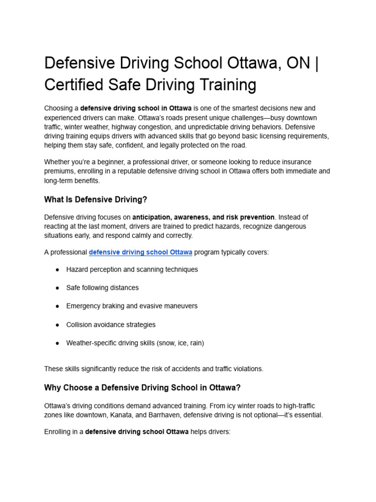 Defensive Driving School in Ottawa | PDF | Driving | Traffic Collision