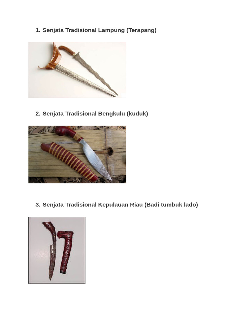 Senjata Tradisional Indonesia Beragam | PDF