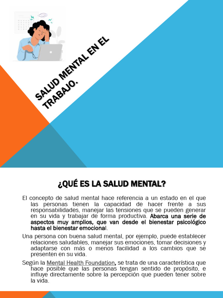 Impacto de la Salud Mental en el Trabajo | PDF | Salud mental | Ansiedad