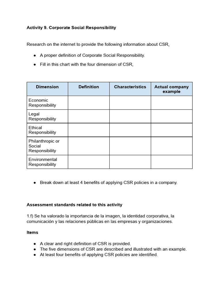 Activity 9. CSR | PDF