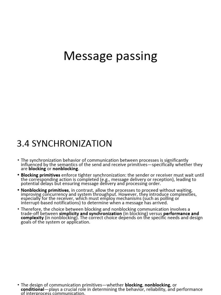 Message Passing: Synchronization & Buffering | PDF | Computing ...