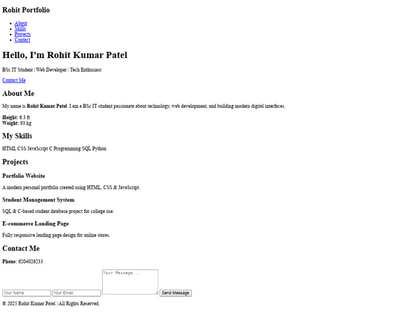 Rohit Kumar Patel - Web Developer Portfolio | PDF
