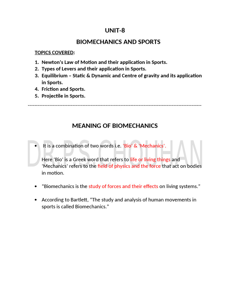 Biomechanics in Sports: Key Concepts | PDF | Lever | Force