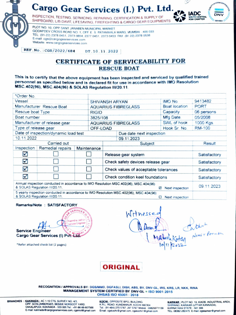 Cargo Gear Inspection and Certification Services | PDF | Equipment
