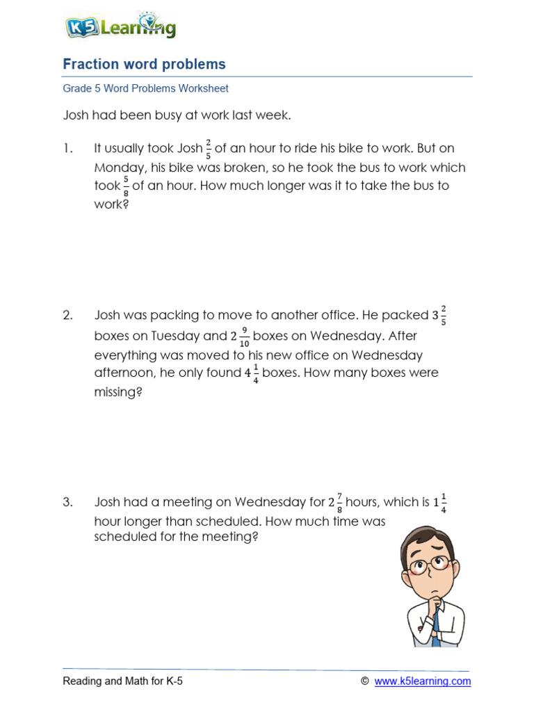Grade 5 Fraction Word Problems | PDF