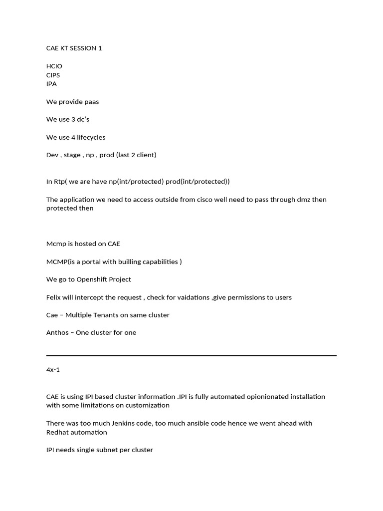 Cae KT Session 1 | PDF