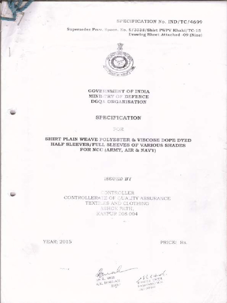 NCC Dress Specification Shirts and Trouser | PDF