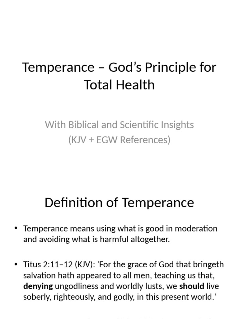 Temperance: A Guide to Total Health | PDF