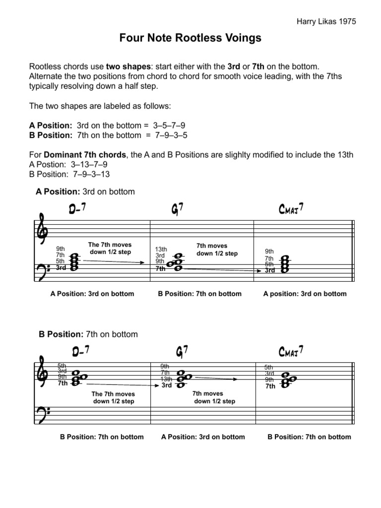 Rootless Voicings for Chords | PDF | Elements Of Music | Music Theory