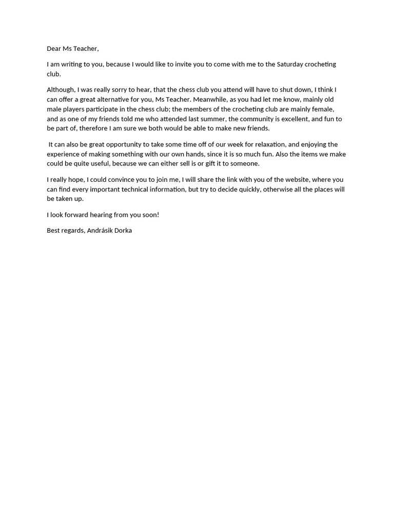 Dear Ms Teacher | PDF