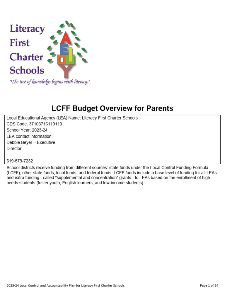 LCFF Budget Overview For Parents | PDF | Teachers | Educational Assessment