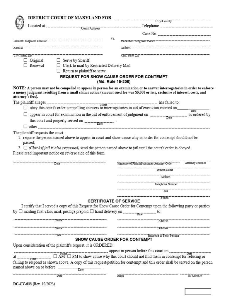 Request for Contempt Show Cause Order | PDF | Contempt Of Court ...